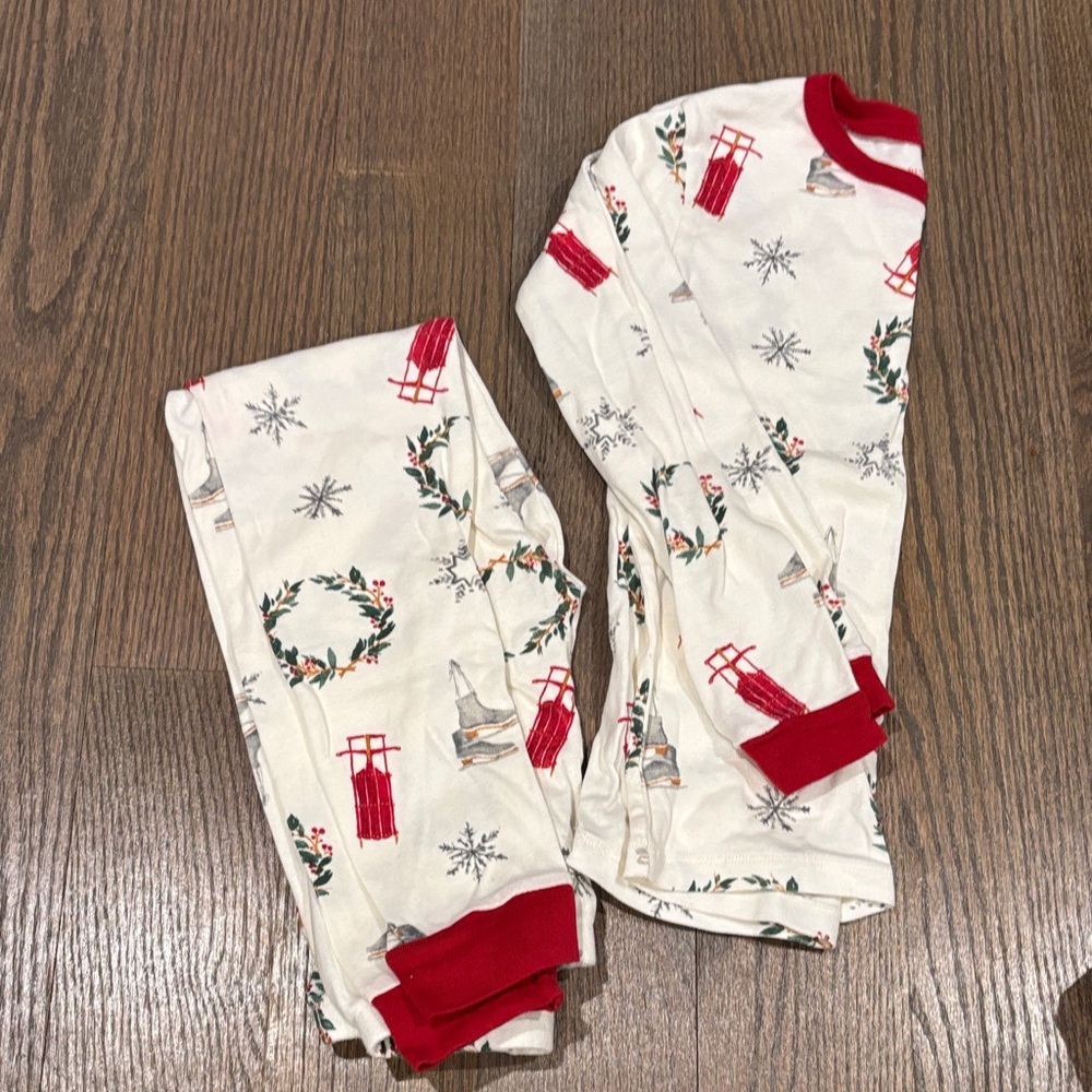 Holiday-Themed Kids Pajama Set with Red Accents